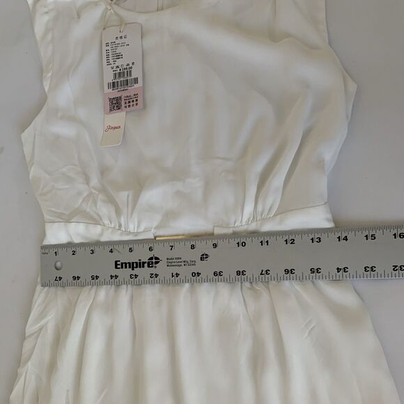 Finyuan Dress Women Medium White Gold Belt Mini Sleeveless Bachelorette Wedding - Picture 6 of 12